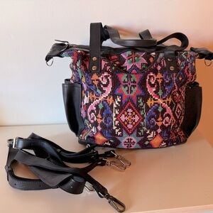 Nena & Co. black leather bag with gorgeous multi-color hupil